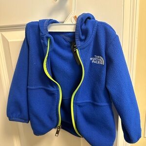 The North Face Royal Blue Fleece with Hood, Neon Accents 12-18mo